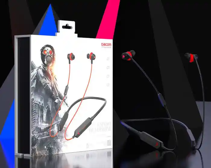 Dacom GH02 Wireless Neckband Headset E-Sport Earphone with Mic RGB LED Light for Mobile Phone.